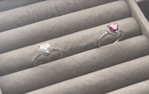 Moissanite Diamond Engagement Ring | Heart Rings | Pink Diamond Engagement Ring | Pink Diamond Heart Ring | Moissanite Ring | Heart Ring