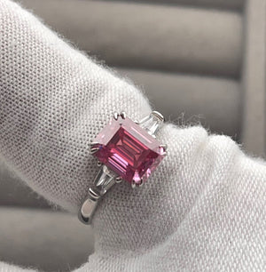 Pink Moissanite Diamond Engagement Ring | 3.0 CT Ring | Pink Diamond Engagement Ring | Pink Diamond Ring | Moissanite Ring | Emerald Ring