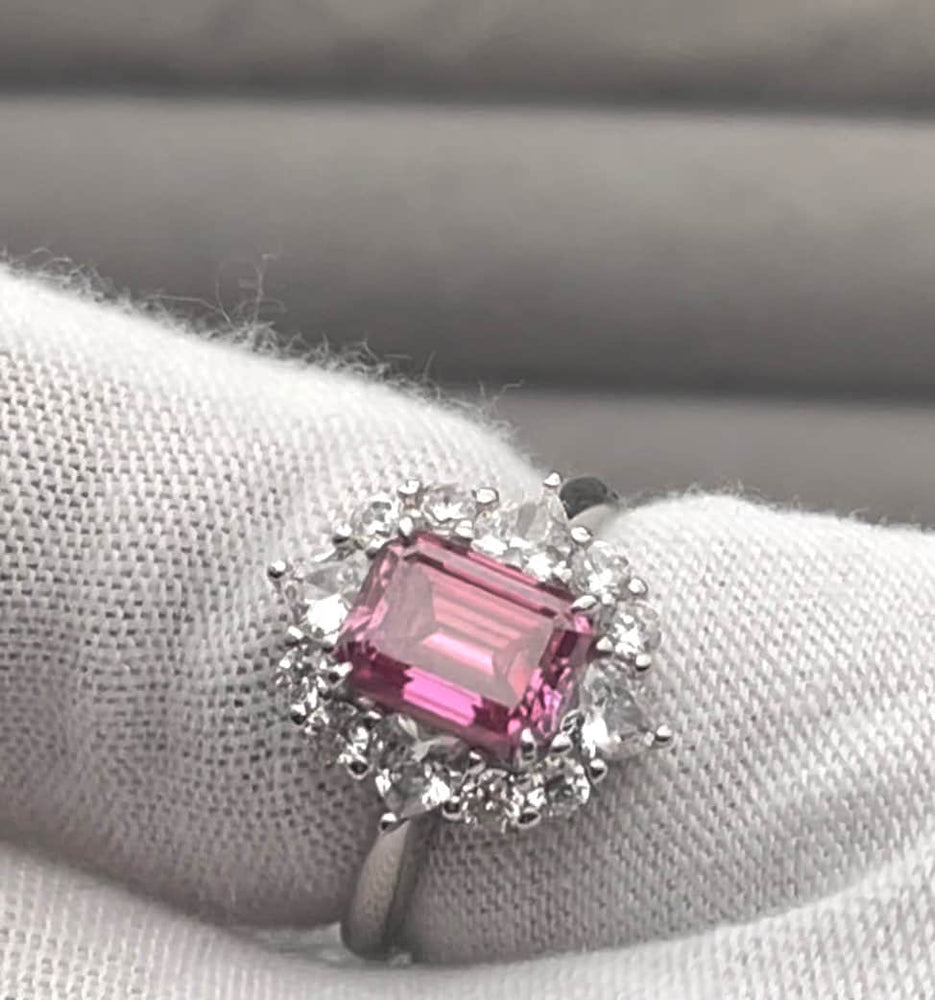 Pink Moissanite Diamond Engagement Ring | 2.0 CT Ring | Pink Diamond Engagement Ring | Pink Diamond Ring | Moissanite Ring | Emerald Ring