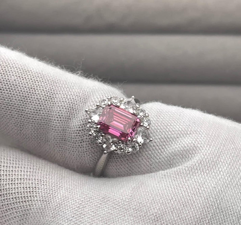 Pink Moissanite Diamond Engagement Ring | 2.0 CT Ring | Pink Diamond Engagement Ring | Pink Diamond Ring | Moissanite Ring | Emerald Ring