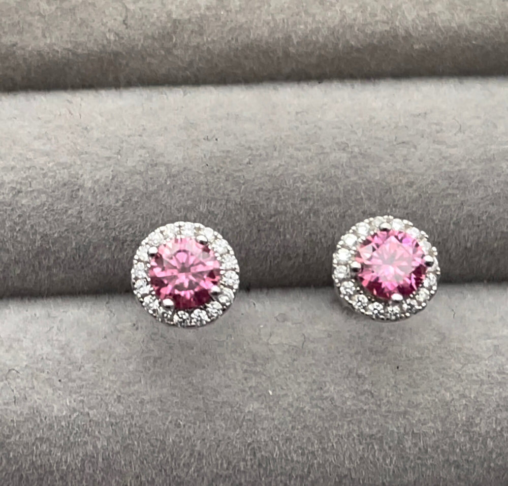 Moissanite Earring Studs | VVS1 Ear Studs | Pink Diamond Earrings | Pink Ear Studs | Moissanite Earrings | Moissanite Ear Studs | Ear Studs