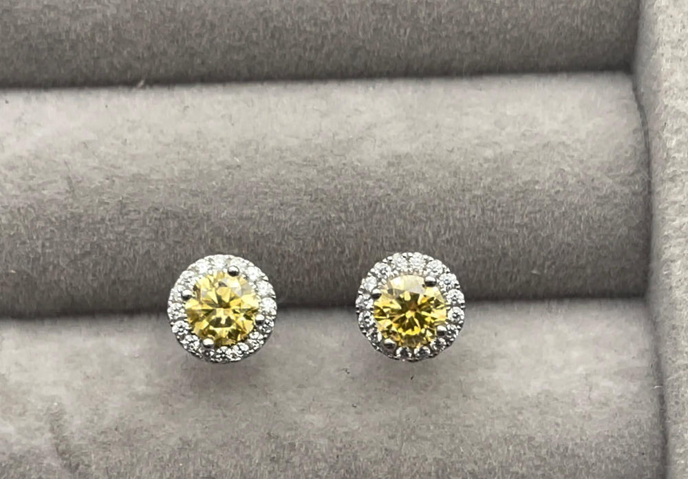 Moissanite Earring Studs | VVS1 Ear Studs | Yellow Diamond Earrings | Yellow Ear Studs | Moissanite Earrings | Moissanite Ear Studs