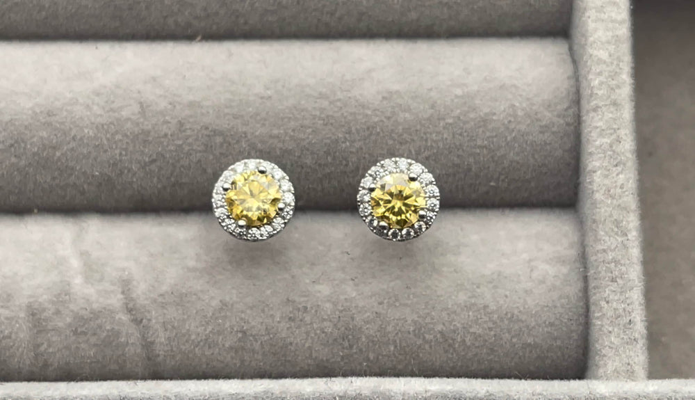 Moissanite Earring Studs | VVS1 Ear Studs | Yellow Diamond Earrings | Yellow Ear Studs | Moissanite Earrings | Moissanite Ear Studs