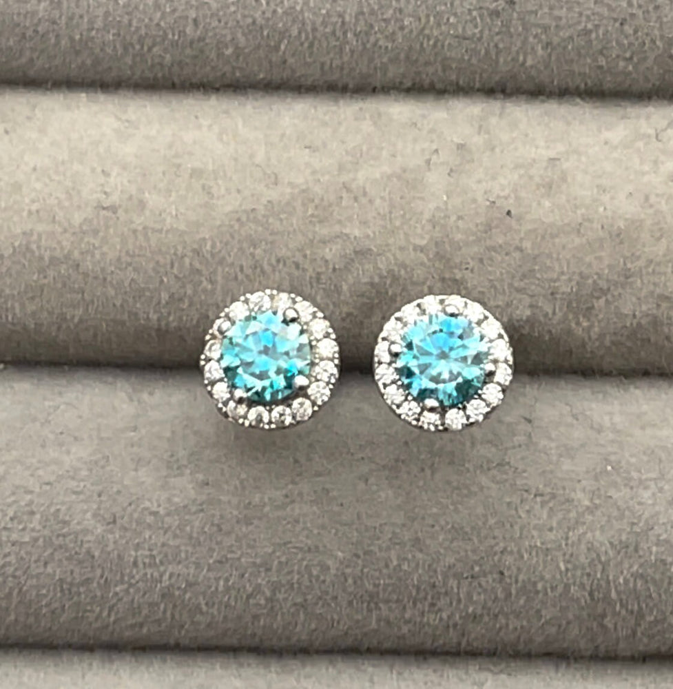 Moissanite Earring Studs | Aquamarine Ear Studs | Blue Diamond Earrings | Blue Ear Studs | Moissanite Earrings | Moissanite Ear Studs