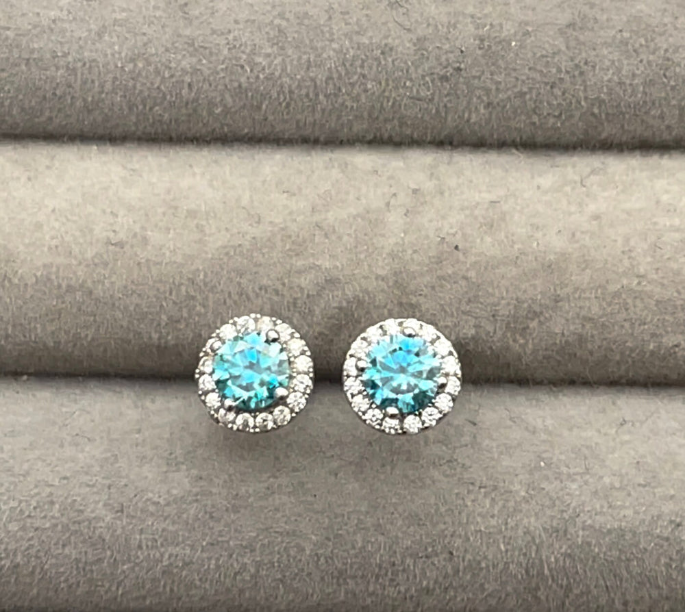 Moissanite Earring Studs | Aquamarine Ear Studs | Blue Diamond Earrings | Blue Ear Studs | Moissanite Earrings | Moissanite Ear Studs