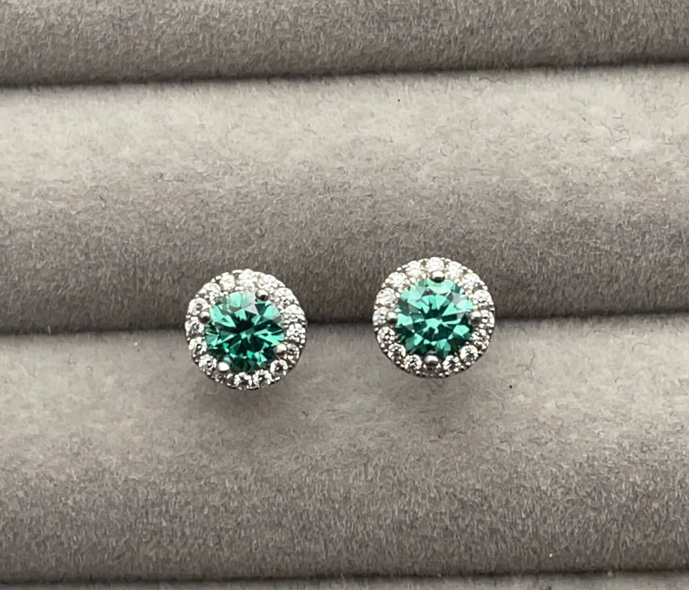 Moissanite Earring Studs | Green Ear Studs | Green Diamond Earrings | Green Ear Studs | Moissanite Earrings | Moissanite Ear Studs