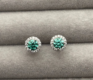 Moissanite Earring Studs | Green Ear Studs | Green Diamond Earrings | Green Ear Studs | Moissanite Earrings | Moissanite Ear Studs