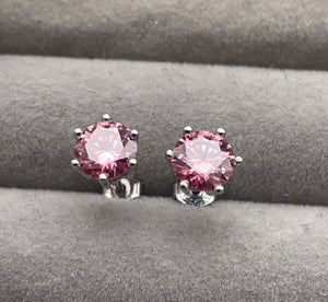 2.0 Carat Moissanite Earring Studs | VVS1 Ear Studs | Pink Diamond Earrings | Pink Ear Studs | Moissanite Earrings | Moissanite Ear Studs