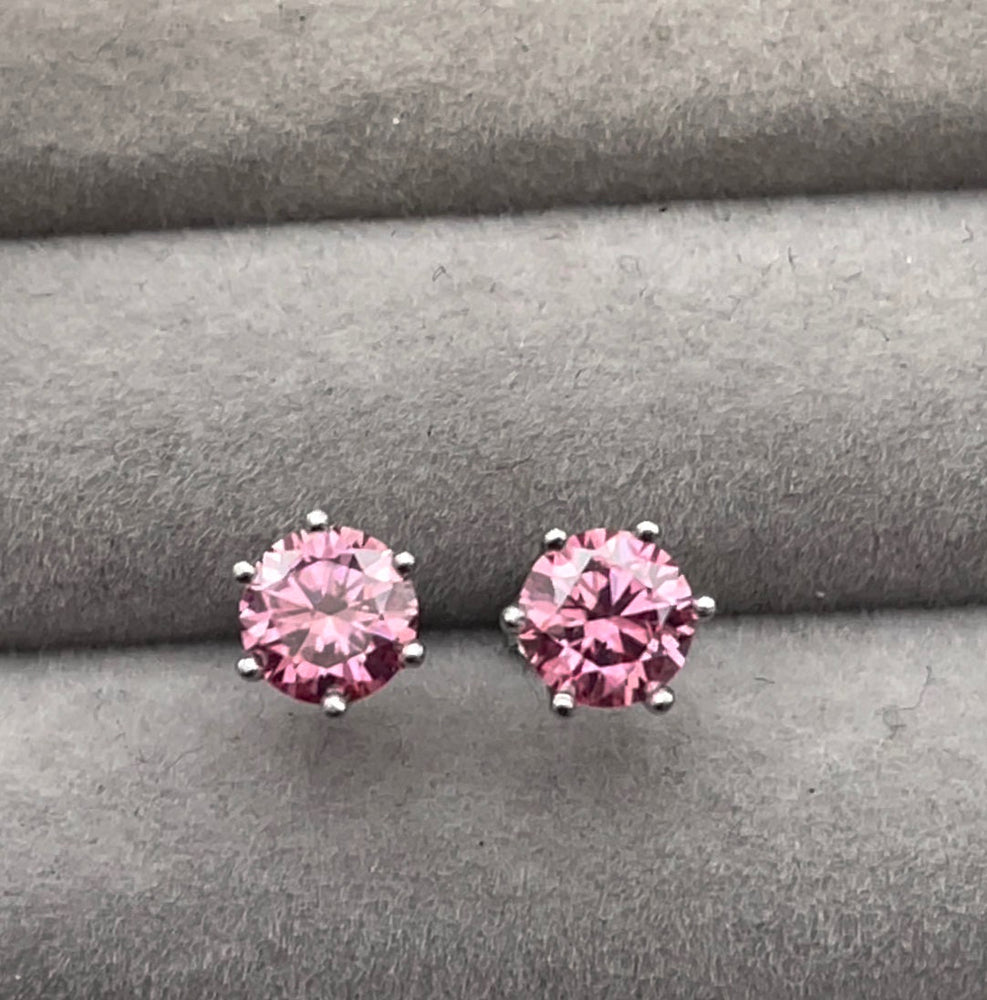 2.0 Carat Moissanite Earring Studs | VVS1 Ear Studs | Pink Diamond Earrings | Pink Ear Studs | Moissanite Earrings | Moissanite Ear Studs