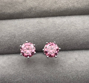 2.0 Carat Moissanite Earring Studs | VVS1 Ear Studs | Pink Diamond Earrings | Pink Ear Studs | Moissanite Earrings | Moissanite Ear Studs