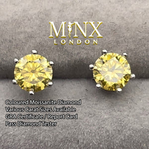 2.0 Carat | Moissanite Ear Studs | VVS1 Ear Studs | Yellow Diamond Earrings | Yellow Ear Studs | Moissanite Earrings | Moissanite Ear Studs