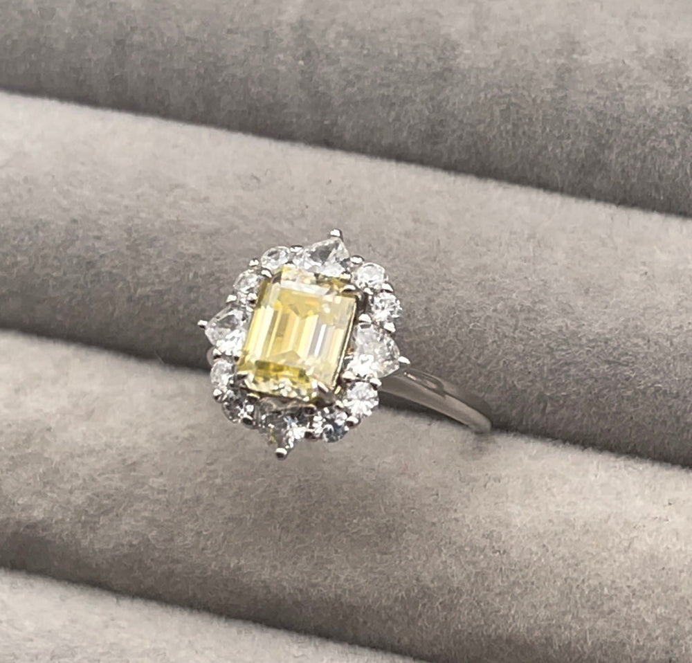 Yellow Moissanite Diamond Engagement Ring | 2.0 CT Ring | Yellow Diamond Engagement Ring | Yellow Diamond Ring | Yellow Moissanite Ring