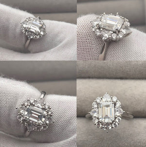 Womens Moissanite Diamond Engagement Ring | 2.0 CT Ring | Emerald Cut Diamond Engagement Ring | Diamond Wedding Ring | Moissanite Ring