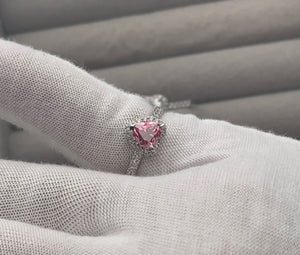 Moissanite Diamond Engagement Ring | Heart Rings | Pink Diamond Engagement Ring | Pink Diamond Heart Ring | Moissanite Ring | Heart Ring