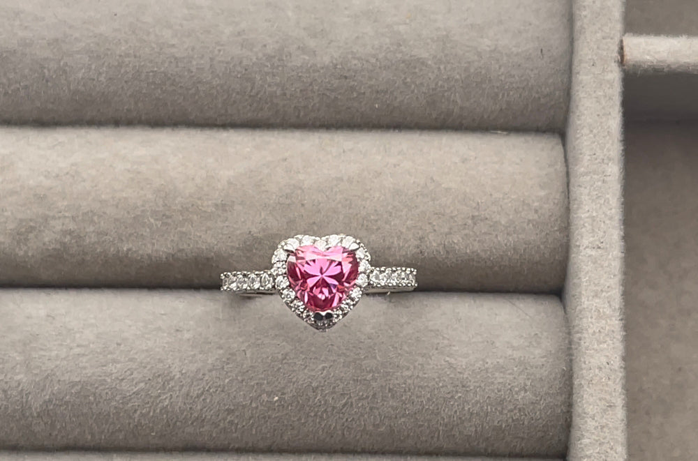 Moissanite Diamond Engagement Ring | Heart Rings | Pink Diamond Engagement Ring | Pink Diamond Heart Ring | Moissanite Ring | Heart Ring