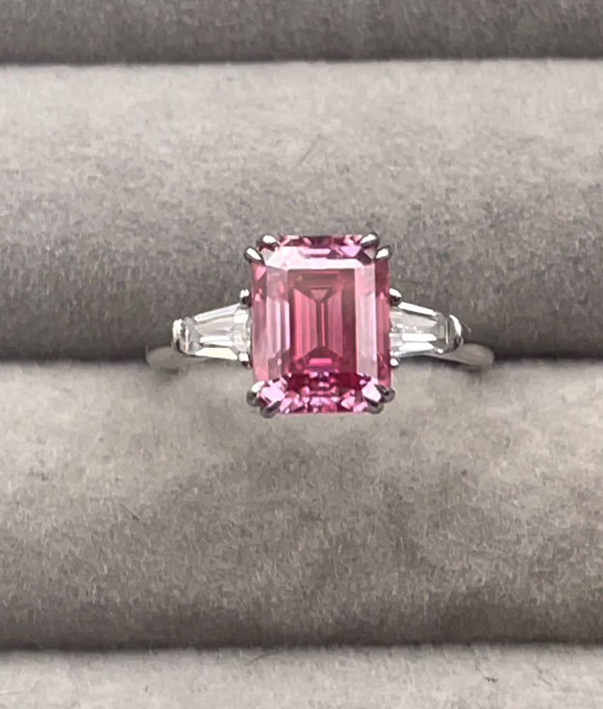 Pink Moissanite Diamond Engagement Ring | 3.0 CT Ring | Pink Diamond Engagement Ring | Pink Diamond Ring | Moissanite Ring | Emerald Ring