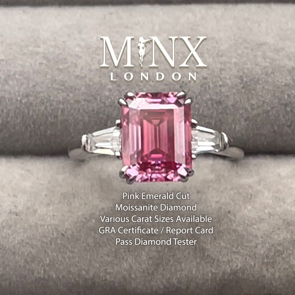 Pink Moissanite Diamond Engagement Ring | 3.0 CT Ring | Pink Diamond Engagement Ring | Pink Diamond Ring | Moissanite Ring | Emerald Ring