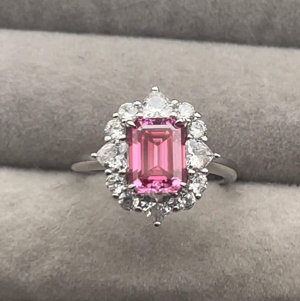 Pink Moissanite Diamond Engagement Ring | 2.0 CT Ring | Pink Diamond Engagement Ring | Pink Diamond Ring | Moissanite Ring | Emerald Ring