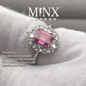 Pink Moissanite Diamond Engagement Ring | 2.0 CT Ring | Pink Diamond Engagement Ring | Pink Diamond Ring | Moissanite Ring | Emerald Ring