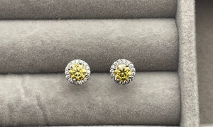 Moissanite Earring Studs | VVS1 Ear Studs | Yellow Diamond Earrings | Yellow Ear Studs | Moissanite Earrings | Moissanite Ear Studs