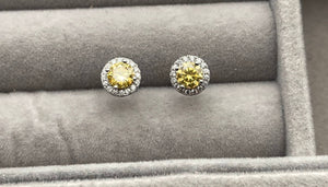 Moissanite Earring Studs | VVS1 Ear Studs | Yellow Diamond Earrings | Yellow Ear Studs | Moissanite Earrings | Moissanite Ear Studs