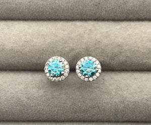 Moissanite Earring Studs | Aquamarine Ear Studs | Blue Diamond Earrings | Blue Ear Studs | Moissanite Earrings | Moissanite Ear Studs