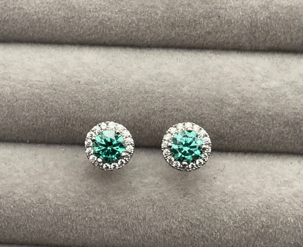 Moissanite Earring Studs | Green Ear Studs | Green Diamond Earrings | Green Ear Studs | Moissanite Earrings | Moissanite Ear Studs