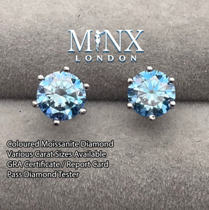 2 Carat Ear Studs | Moissanite Earring Studs | Aquamarine Ear Studs | Blue Diamond Earrings | Moissanite Earrings | Moissanite Ear Studs