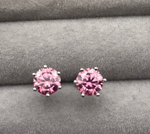 2.0 Carat Moissanite Earring Studs | VVS1 Ear Studs | Pink Diamond Earrings | Pink Ear Studs | Moissanite Earrings | Moissanite Ear Studs