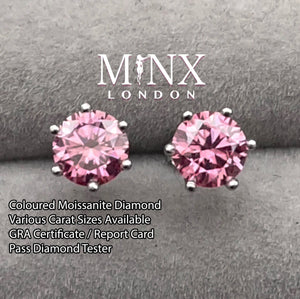 2.0 Carat Moissanite Earring Studs | VVS1 Ear Studs | Pink Diamond Earrings | Pink Ear Studs | Moissanite Earrings | Moissanite Ear Studs