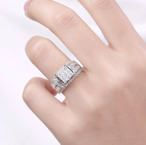 Baguette Ring | Mens Baguette Ring | Pavé Diamond Ring | Womens Baguette Ring | Womens Baguette Ring | Silver Ring with Diamonds | Big Ring