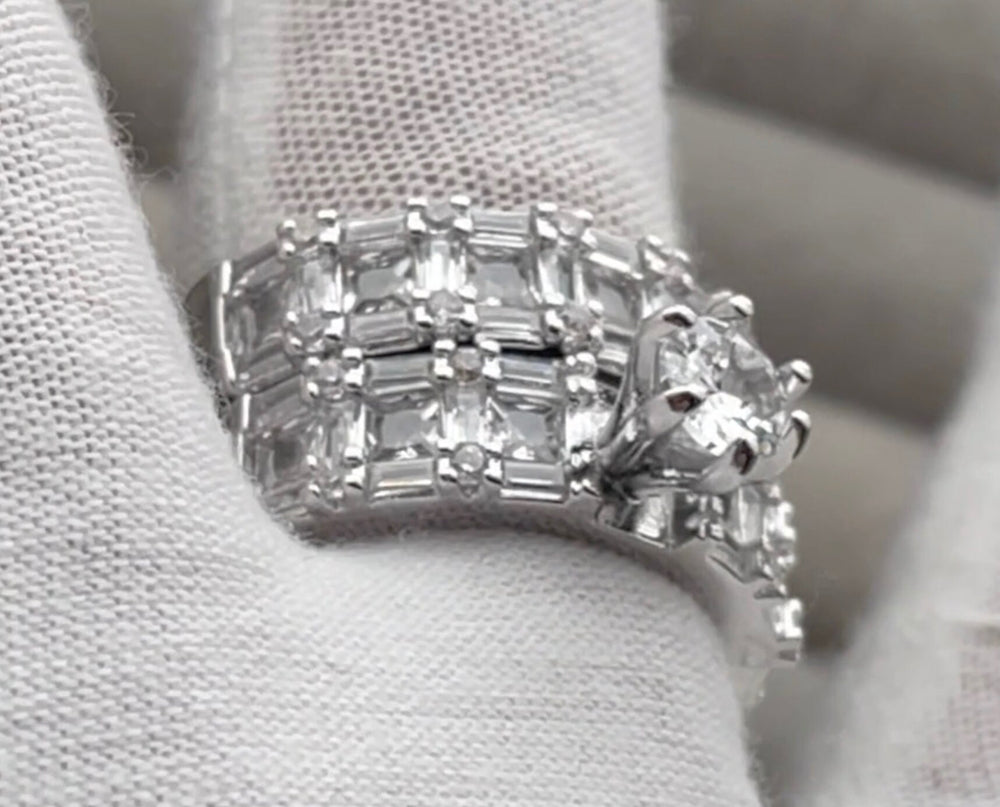 Engagement Ring | Womens Wedding Ring Set | Engagement Ring Set | Wedding Ring | Baguette Wedding Ring | Womens Big Wedding Ring