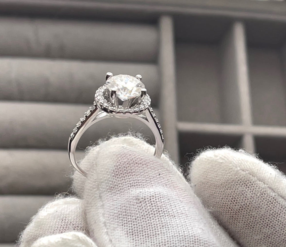 
            
                Load image into Gallery viewer, Moissanite Engagement Ring | 2ct | Womens Engagement Ring | Halo Wedding Ring | Moissanite Ring | Moissanite Rings | Womens Diamond Ring
            
        