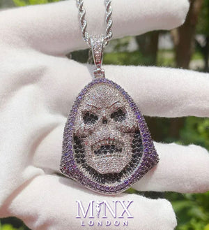 Diamond Skull Pendant | Hip Hop Pendant | Iced Out Pendant | Skull Pendants | Diamond Pendant | Horror Pendant - Purple Diamond Pendant