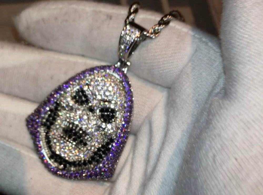 Diamond Skull Pendant | Hip Hop Pendant | Iced Out Pendant | Skull Pendants | Diamond Pendant | Horror Pendant - Purple Diamond Pendant