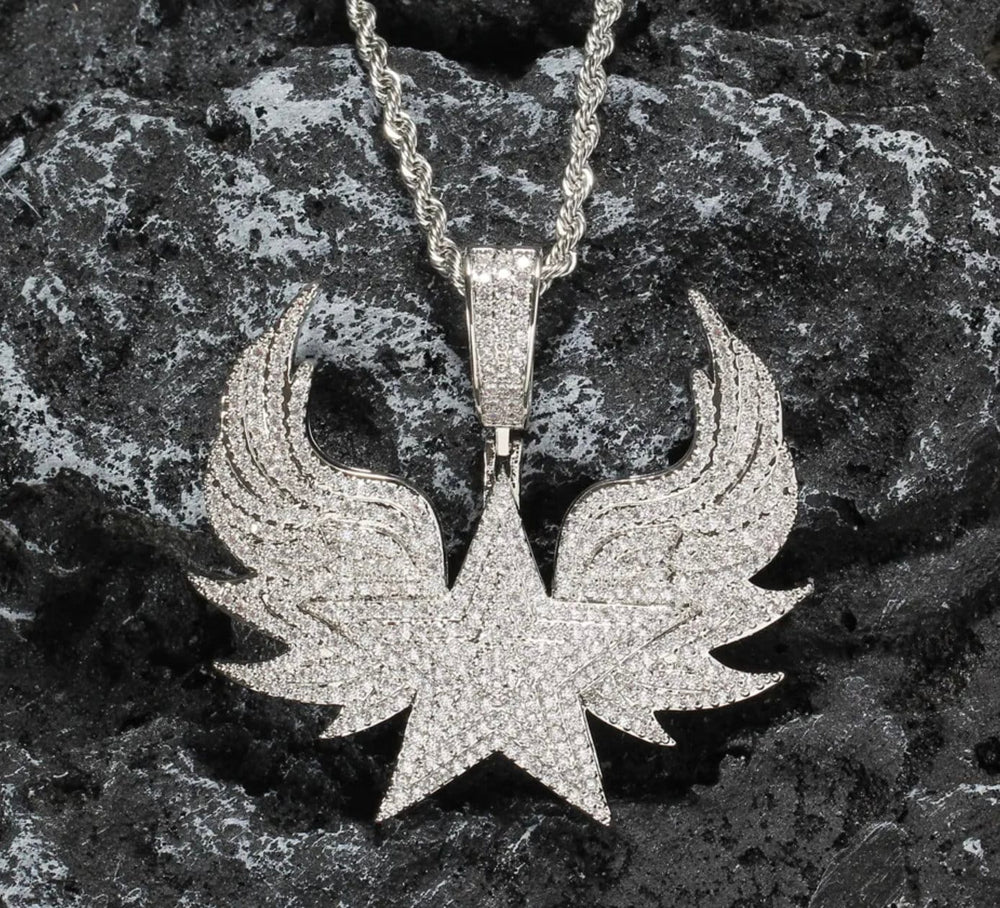 Star Necklace | Diamond Wings Pendant | Iced Out Star Pendant | Diamond Star Pendant | Diamond Star Necklace | Star Shape Pendant | Hip Hop