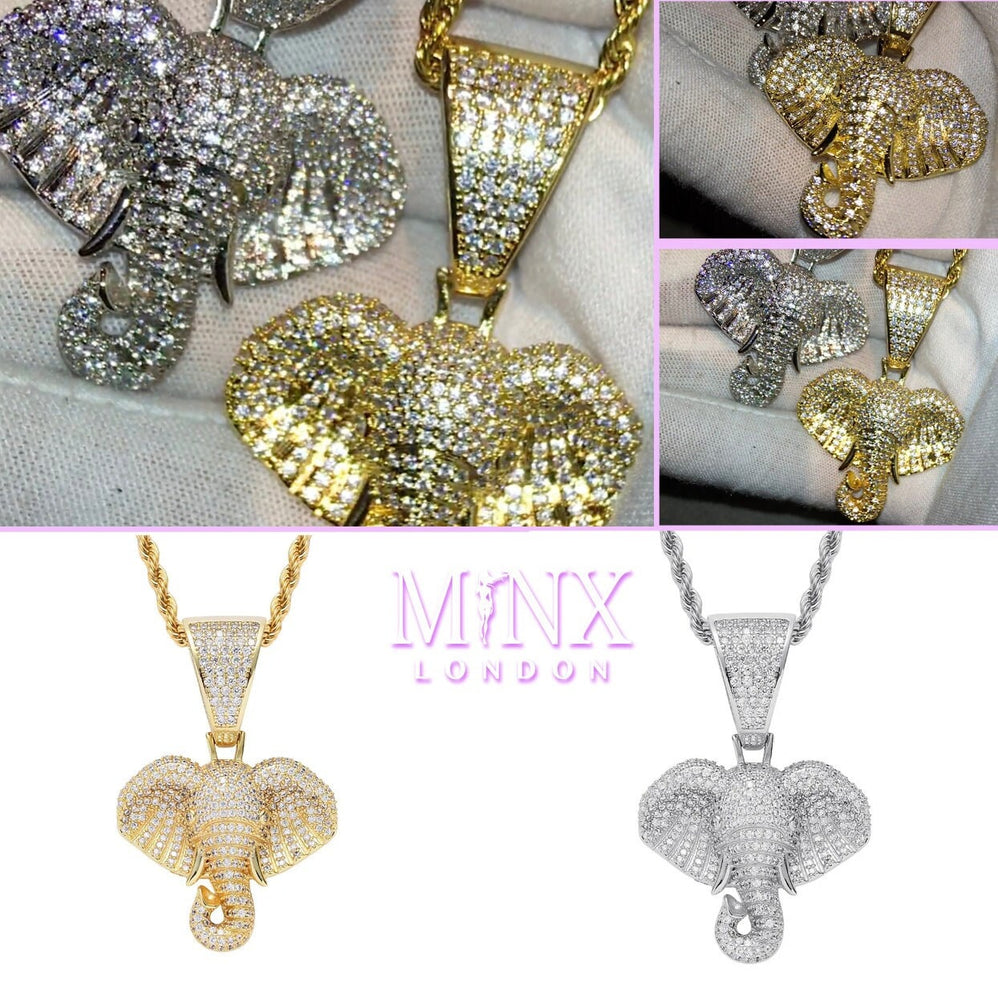 Elephant Pendant | Iced Out Pendant | Diamond Elephant Pendant | Iced Pendants | Hip Hop Pendant | Elephant Head Pendant | Elephant Necklace