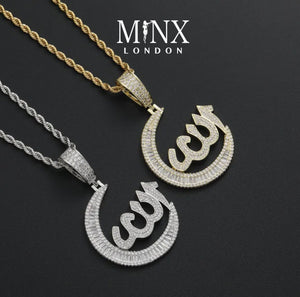 Islam Pendant | Crescent Moon Necklace | Allah Pendant | Diamond Allah Pendant | Muslim Pendant | Allah Necklaces | Islam Gift | Muslim Gift