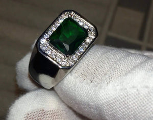 Green Diamond Ring | Mens Green Diamond Ring | Iced Out Ring | Womens Green Diamond Ring | Mens Diamond Ring | Big Ring | Mens Iced Out Ring