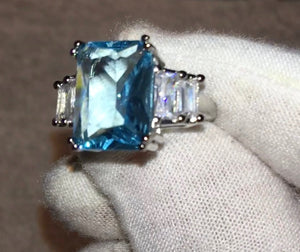 Big Ring | Aquamarine Diamond Ring | Aquamarine Emerald Ring |  Aquamarine Engagement Ring | Blue Diamond Ring | Blue Tourmaline Ring