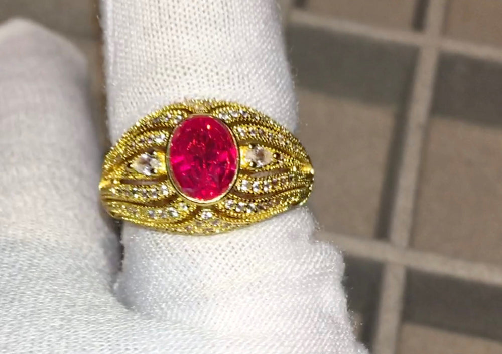 
            
                Load image into Gallery viewer, Red Diamond Ring | Red Diamond Engagement Ring | Womens Gold Wedding Ring | Womens Red Diamond Ring | Gold Red Diamond Ring | Gold Ruby Ring
            
        