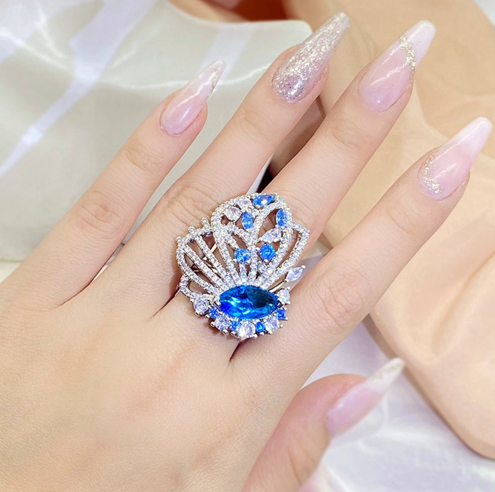 Diamond Butterfly Ring | Butterfly Ring | Womens Diamond Ring | Womens Butterfly Ring | Blue Diamond Ring | Baguette Ring | Charm Ring