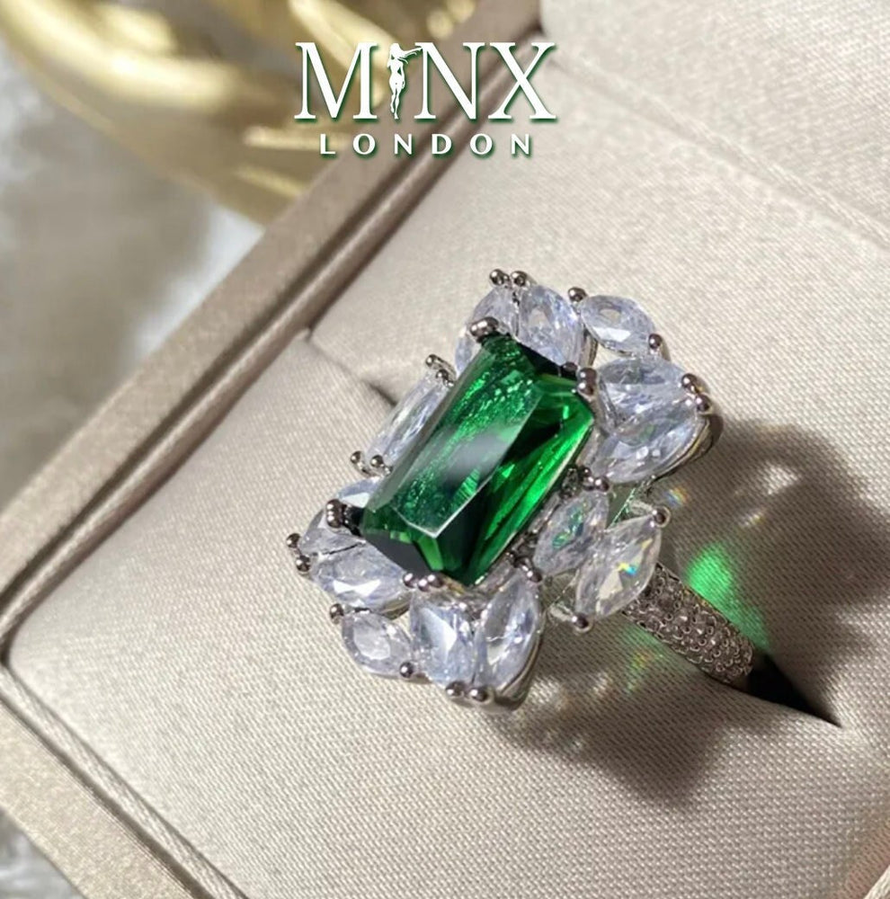 Statement Ring | Green Diamond Ring | Big Diamond Engagement Ring |  Gree Engagement Ring | Emerald Diamond Ring | Tourmaline Ring