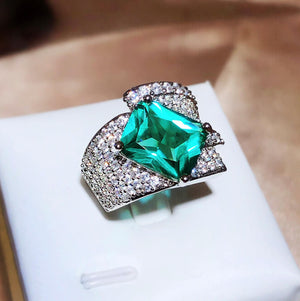 Statement Ring | Green Diamond Ring | Womens Promise Ring |  Aquamarine Engagement Ring | Green Engagement Ring | Tourmaline Ring | Ring