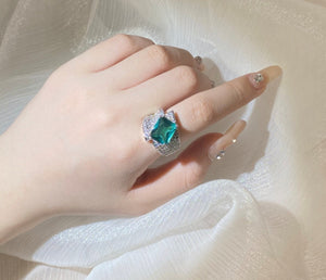 Statement Ring | Green Diamond Ring | Womens Promise Ring |  Aquamarine Engagement Ring | Green Engagement Ring | Tourmaline Ring | Ring