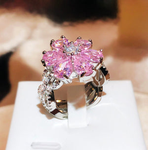 Pink Diamond Ring | Pink Diamond Flower Ring | Womens Pink Diamond Ring | Promise Ring | Womens Engagement Ring | Flower Ring | Love Ring