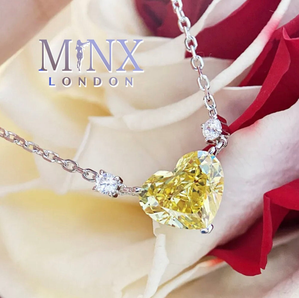 
            
                Load image into Gallery viewer, Womens Diamond Necklace | Yellow Diamond Heart Necklace | Heart Necklace with Diamonds | Diamond Heart Pendant  | Yellow Diamond Necklace
            
        