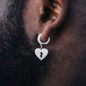 Diamond Heart Earrings | Heart Earrings | Womens Earrings | Heart earrings with Diamonds | Hoop Earrings | Womens Broken Heart Earrings