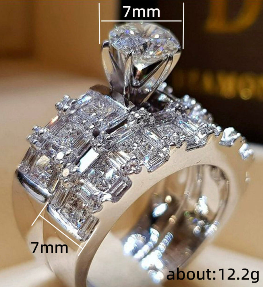 Engagement Ring | Womens Wedding Ring Set | Engagement Ring Set | Wedding Ring | Baguette Wedding Ring | Womens Big Wedding Ring