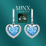 Diamond Earrings | Heart Earrings | Blue Diamond Heart Earrings | Womens Earrings | Heart earrings with Blue Diamonds | Hoop Earrings